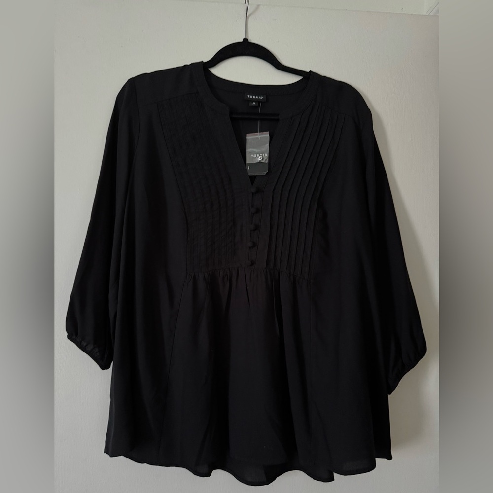 Torrid Deep Black V-Neck Blouse